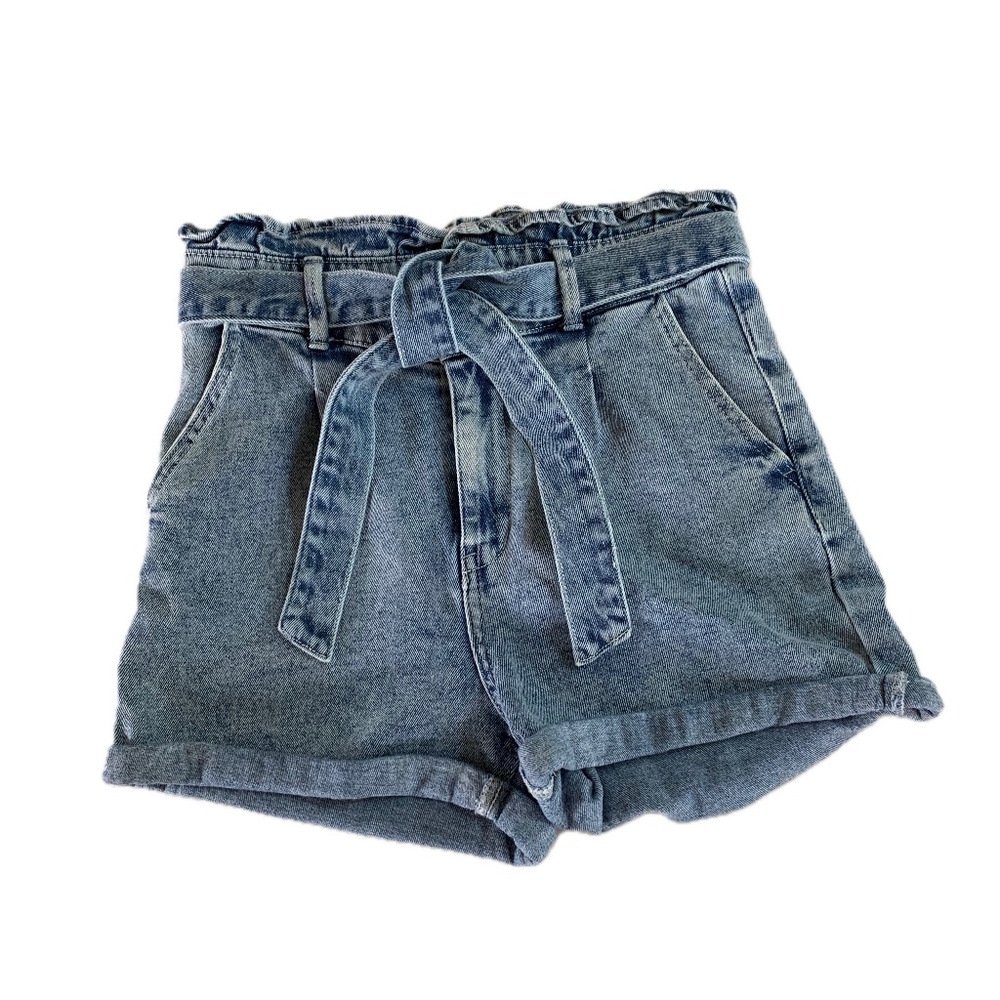 Wild Fable Denim Shorts Paperbag Waist Tie Belt Cuffed Hem‎ Size Small